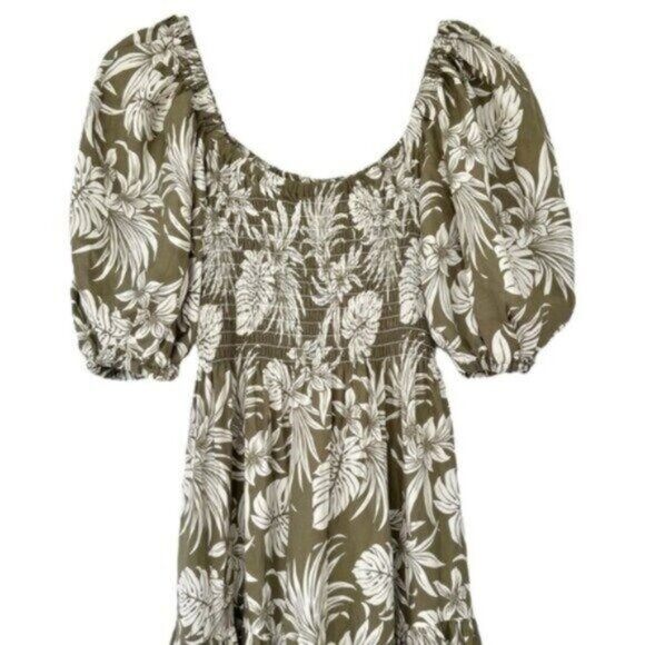 NWT La Ligne Pyper Green White Silk Smocked Meghan Markle Maxi Dress Size S - Picture 4 of 12